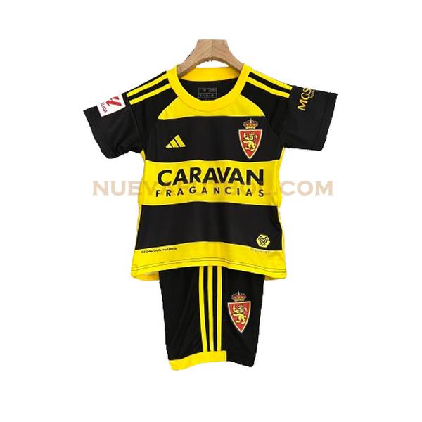 segunda camiseta real zaragoza 2023 2024 negro amarillo niño