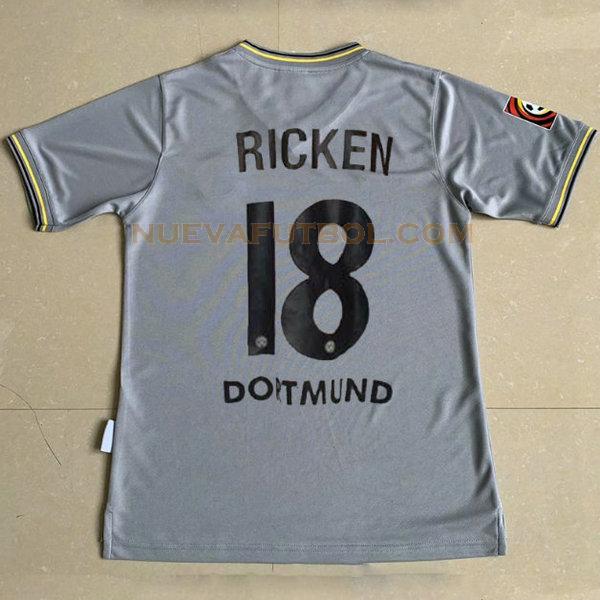 segunda camiseta ricken 18 borussia dortmund 2000-2001 gris hombre