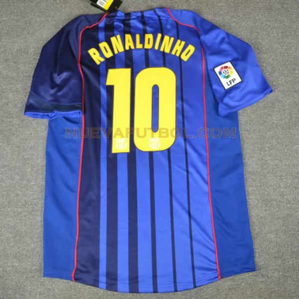 segunda camiseta ronaldinho 10 barcelona 2004-2005 azul hombre