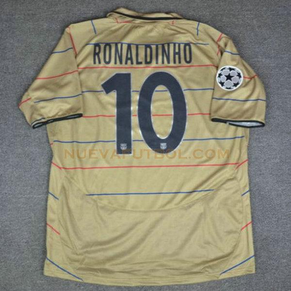 segunda camiseta ronaldinho 9 barcelona 2003-2004 amarillo hombre
