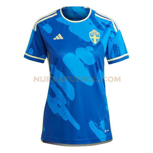 segunda camiseta suecia 2023 azul mujer