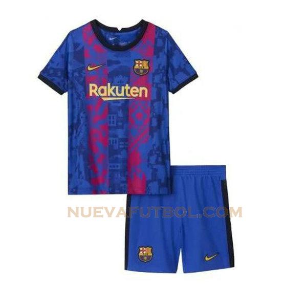 tercera camiseta barcelona 2021 2022 azul rojo niño
