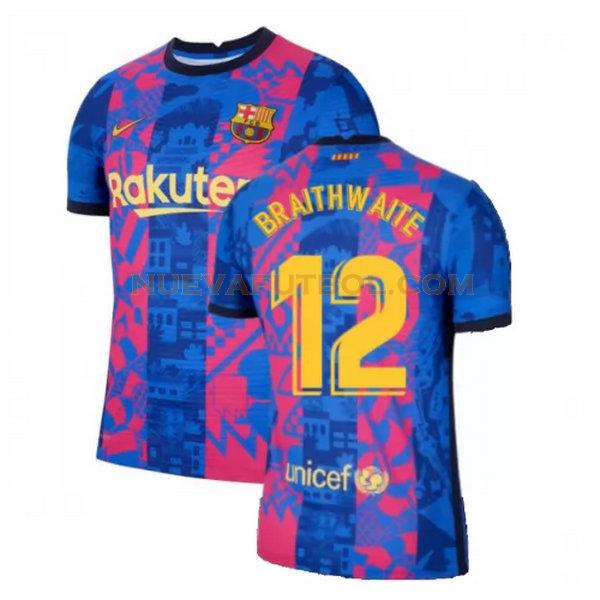tercera camiseta braithwaite 12 barcelona 2021 2022 azul rojo hombre