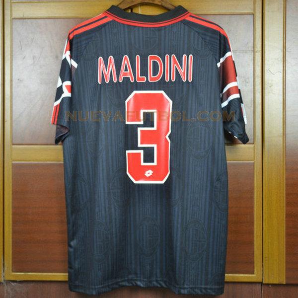 tercera camiseta maldini 3 ac milan 1997-1998 negro hombre