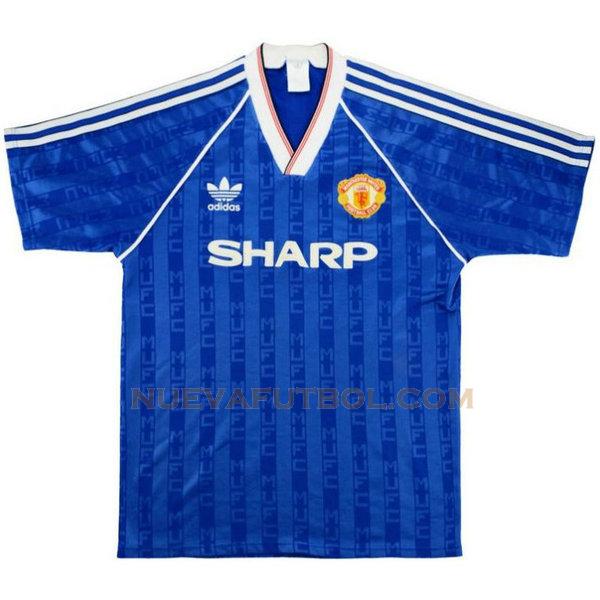 tercera camiseta manchester united 1988-1990 azul hombre