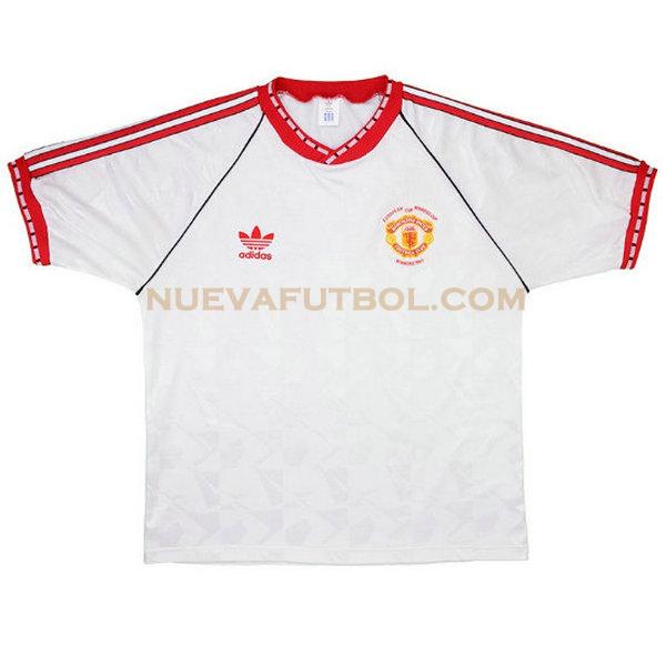 tercera camiseta manchester united 1990-1991 blanco hombre