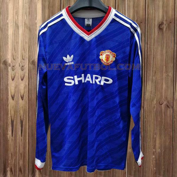 tercera camiseta manchester united ml 1986-1988 azul hombre